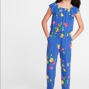 Old Navy blue floral jumpsuit.